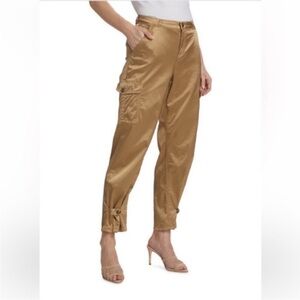 New! L’AGENCE Wyatt High Rise Utility Trouser Cargo Pants inBuckhorn Satin Sz 32